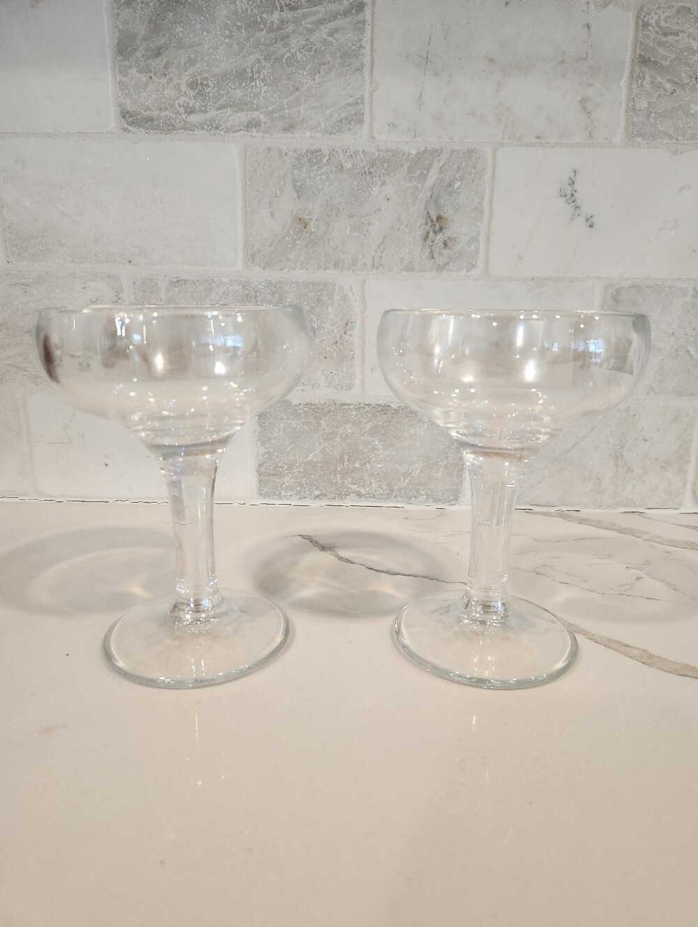 Iridescent Glass Champagne Coupe Glasses Set Of 2